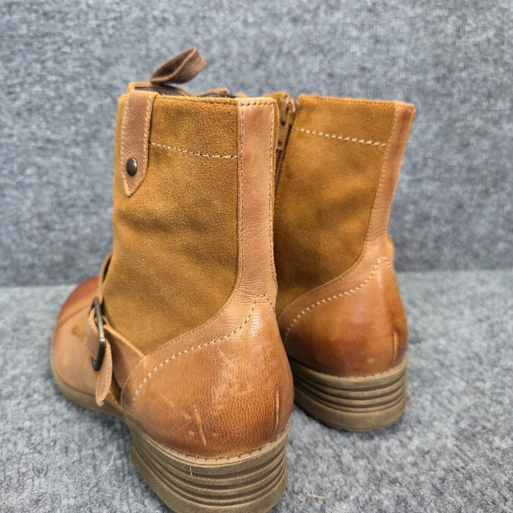 Abeo Verity Tan Leather Women's Size 7N Hi Top Lace Up Side Zip Combat Boots - Picture 8 of 12